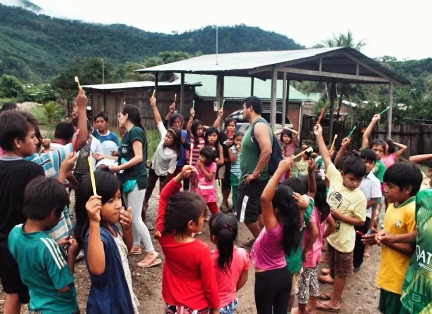 Children at a mobile clinic