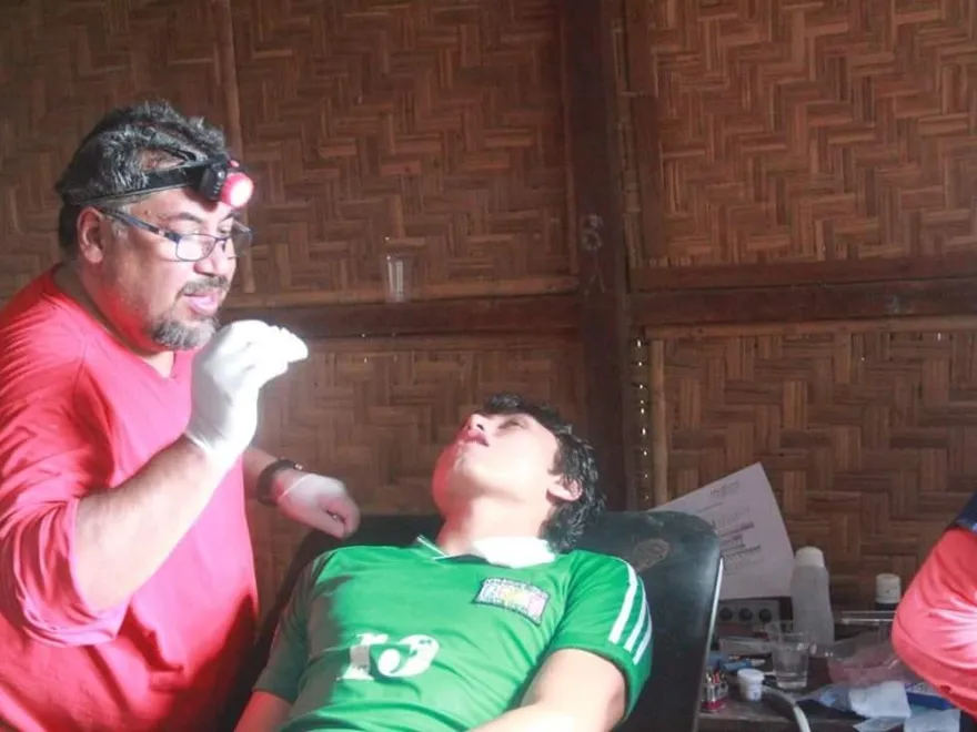 A dentist at work