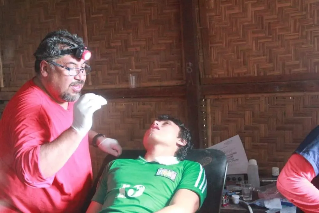 A dentist at work
